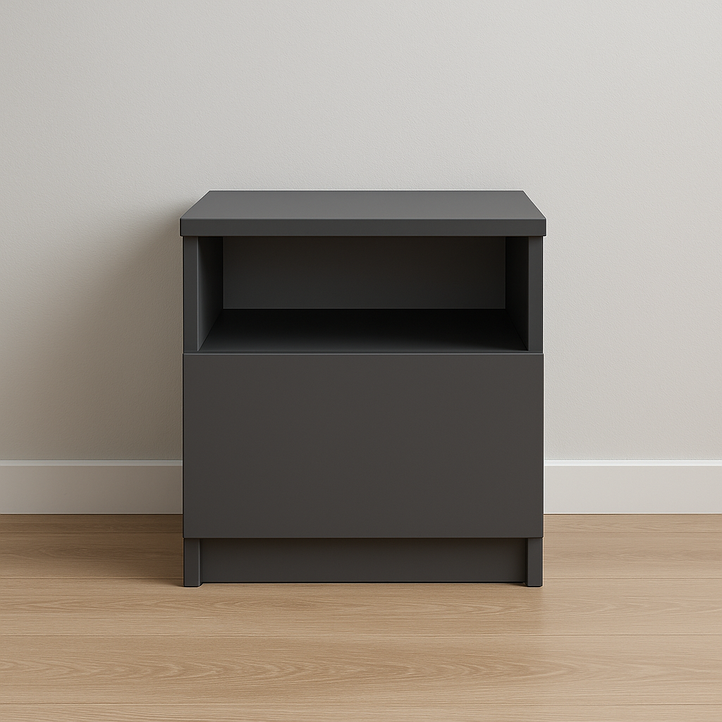 Тумба приліжкова для спальні з відкритою полицею і шухлядою Брайт  40 см × 37,6 см × 40 см ЛДСП телескопічні направляючі, фото 1