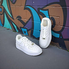 Зимові чоловічі кросівки низькі шкіряні Nike Air Force білі з хутром найк айр форс теплі натуральні