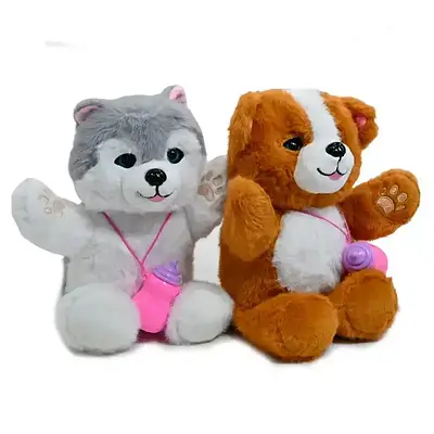 Функціональна м'яка іграшка собачка улюбленець для ігор у виховання 2 види Іграшковий песик моргає гавкає говорить