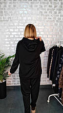 Жіночий трикотажний костюм двійка на флісі Туреччина (худі + штани) | Великі розміри, фото 4