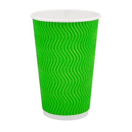Стакан паперовий 400 мл подвійний гофро Wave зелений, 20 шт., фото 2