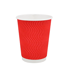 Стакан паперовий 400 мл подвійний гофро Wave червоний, 20 шт.