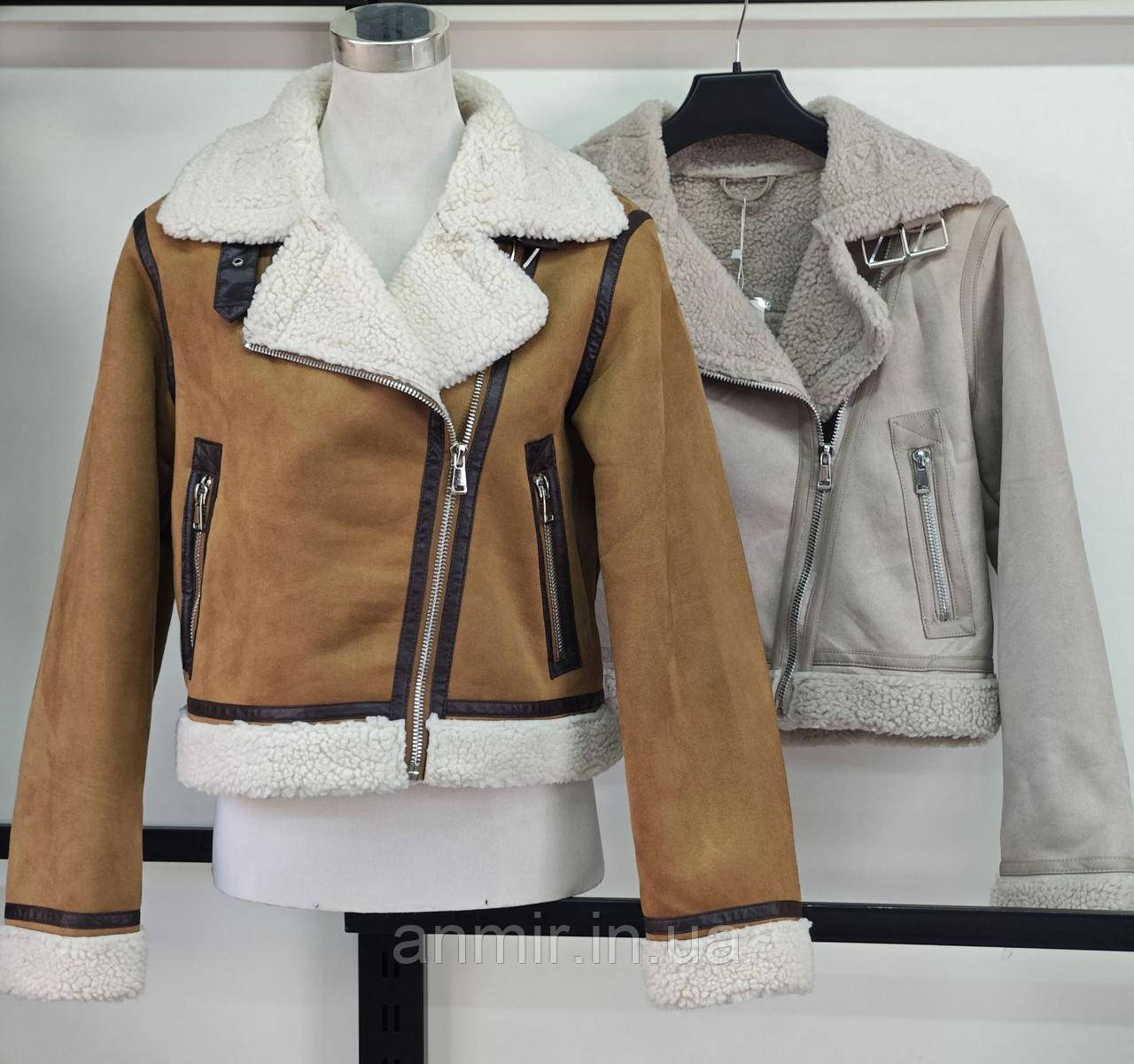 Дублянка зимова жіноча на хутрі відкладний комір норма 42-46, колір уточнюйте під час замовлення