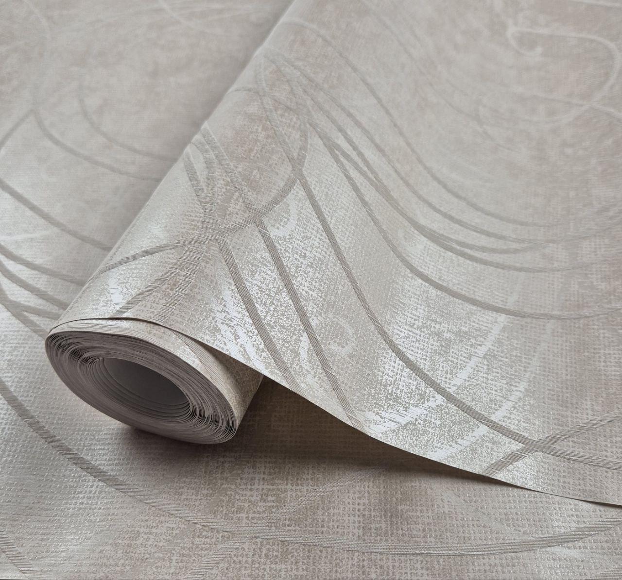 Шпалери вінілові на флізеліні 0.53 × 10.05 м Marburg 59104, бежеві — для спальні, вітальні, коридору, фото 1