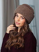 Шапка жіноча тепла Teddy Lux букле з каракуля мокко