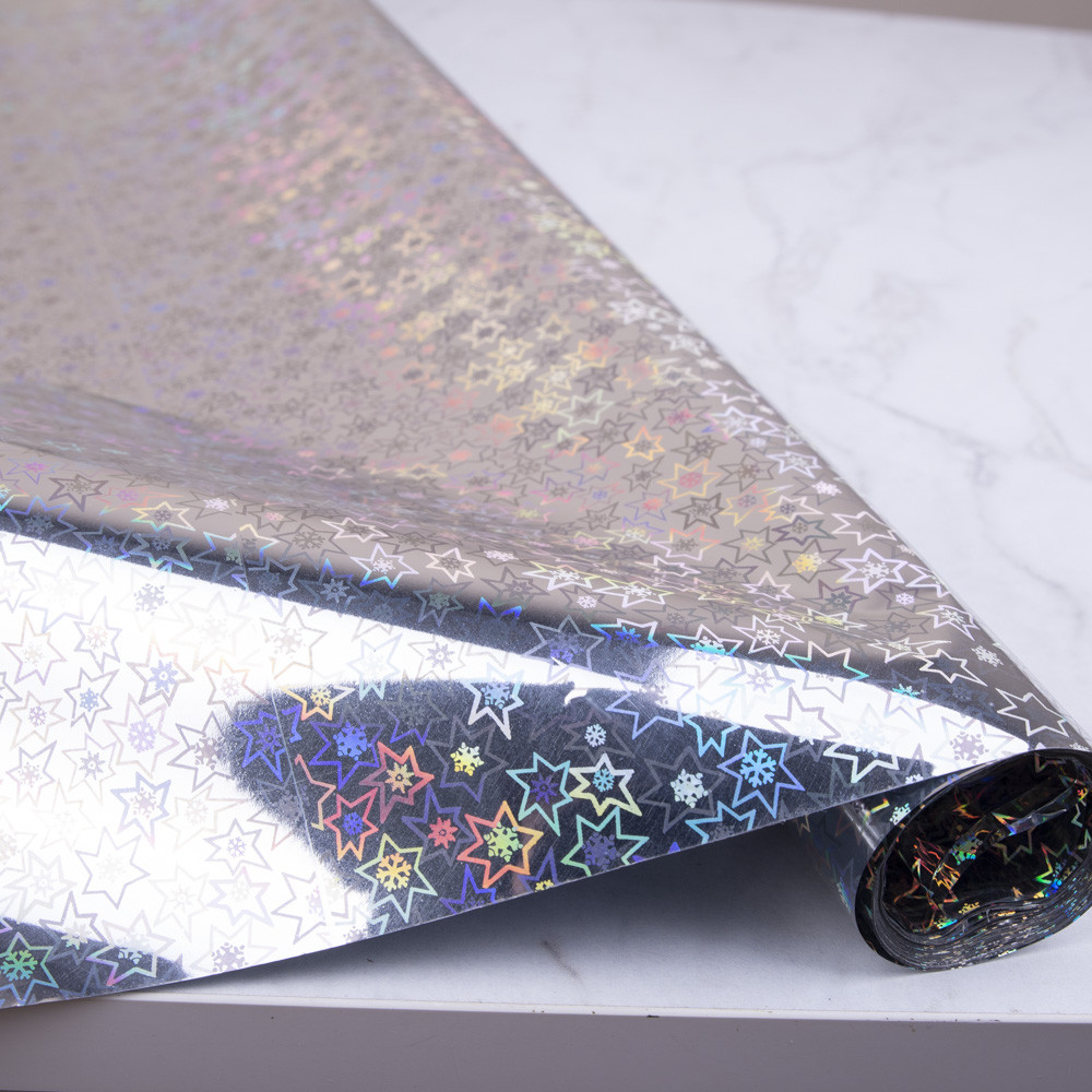 Плівка подарункова «Silver Star Holo» 70см × 10м