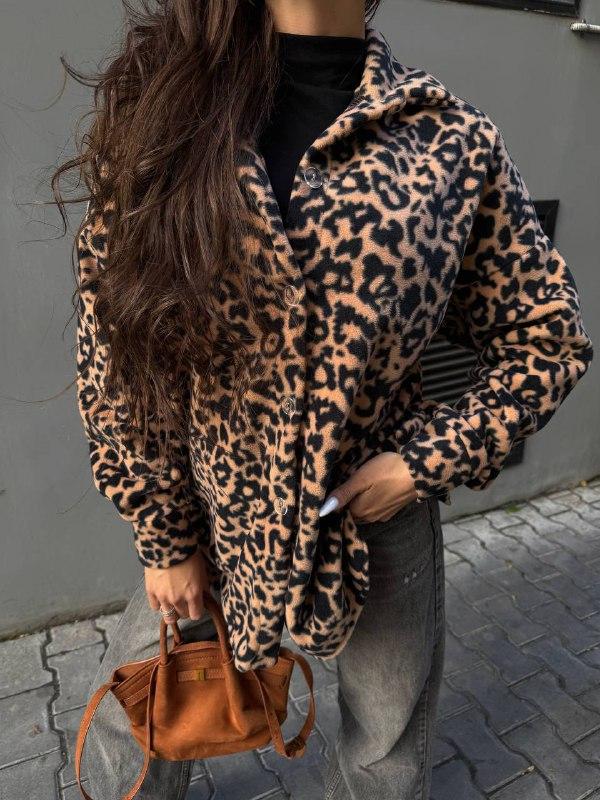 Жіноча сорочка; Колір: лео-білий, лео- коричневий : Розмір: універсальний ;, фото 1