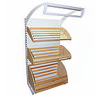 Стелаж хлібний Рістел 1900*950 мм ТИП 4, приставний торговий стелаж для свіжої випічки, кошики з дерева, стелаж Рістел, фото 2