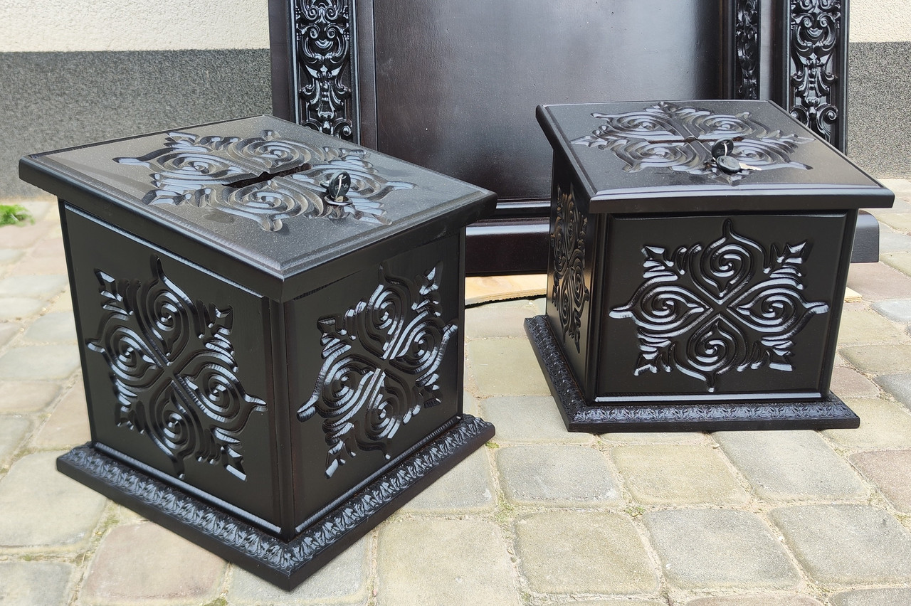 Ящик на пожертви в храм темного кольору 20*20*25см (спецзаказ), фото 1