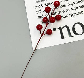 Декоративна гілка / Калина Лакова / Поштучно / 18*1,3 см / Темно-Червоний №17