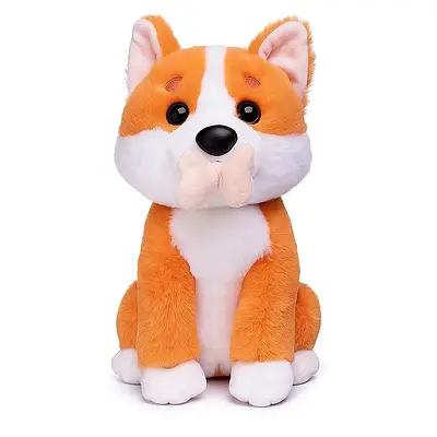 Інтерактивний вихованець песик цуценя з заводним іграшкою для дітей / Пухнастий друг гавкає говорить рухає головою виляє