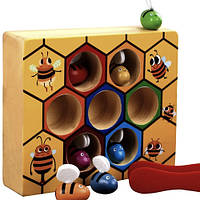 Деревянная игра Kruzzel «Поймай пчелку», 7 пчелок, развивающий набор для малышей