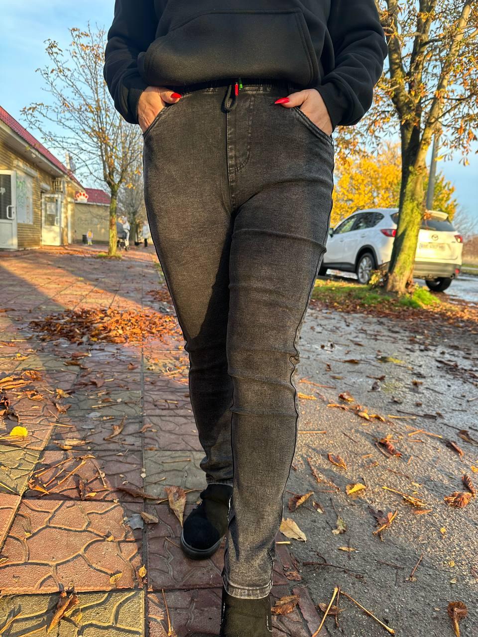 Теплі жіночі джегінси з начосом"ЗОЛОТО" Art: 986-4 Сірі, фото 1