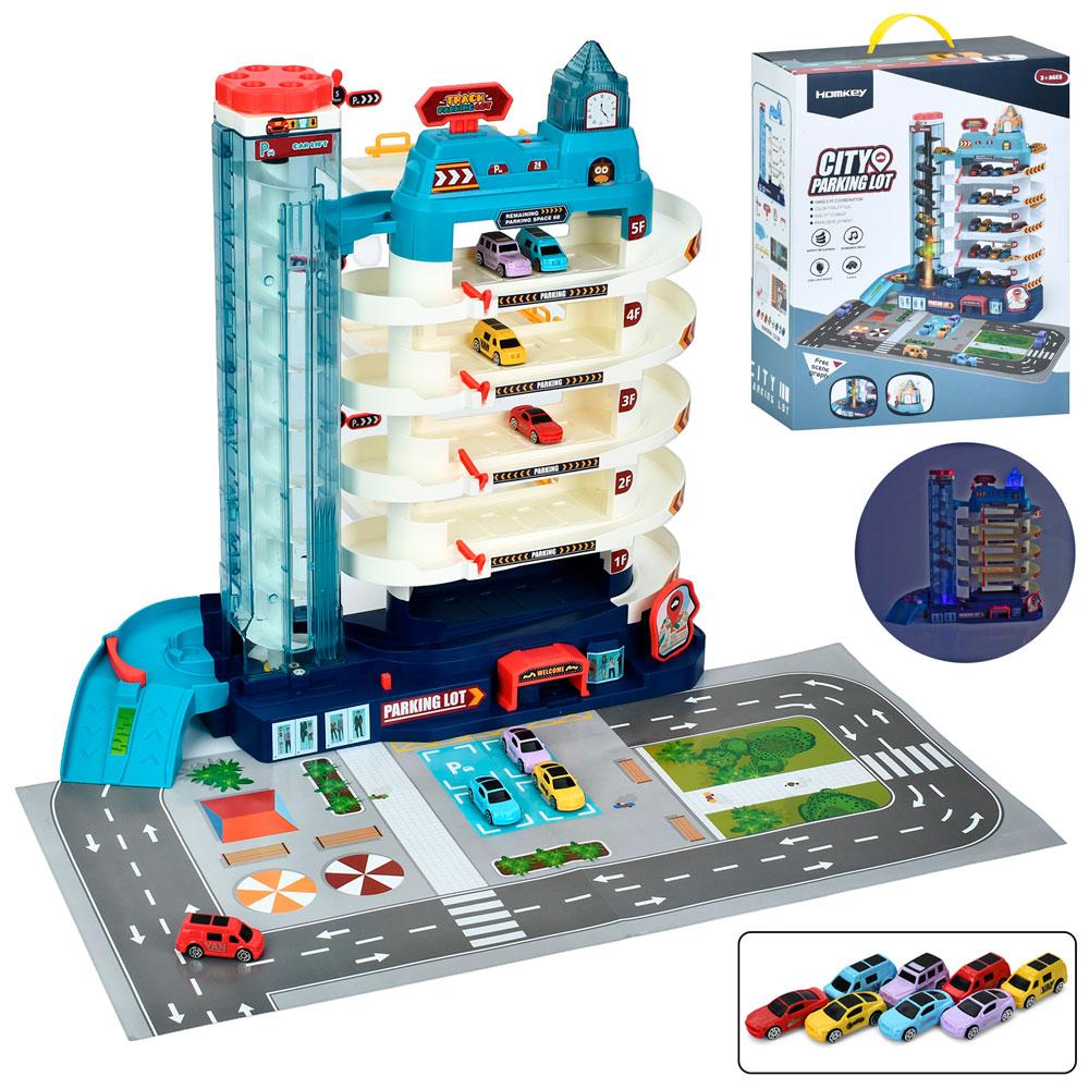 Гараж 3302A 5 поверхів, ліфт, машинки 8 шт, муз., світло, бат., кор., 35,5-42-16см., фото 1