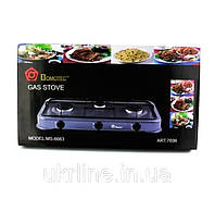 Газова плита DOMOTEC MS-6603 на 3 конфорки для побутового використання, компактна, біла
