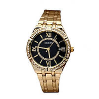 Годинник жіночий наручний Guess (Гесс), золото з чорним циферблатом ( код: IBW912YB )
