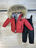 Зимовий комбінезон на флісі дитячий для дівчаток до 9 років Якісний теплий роздільний комбез червоний зима 86, фото 4