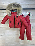 Зимовий комбінезон на флісі дитячий для дівчаток до 9 років Якісний теплий роздільний комбез червоний зима 86, фото 5
