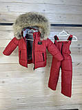 Зимовий комбінезон на флісі дитячий для дівчаток до 9 років Якісний теплий роздільний комбез червоний зима 86, фото 6