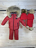 Зимовий комбінезон на флісі дитячий для дівчаток до 9 років Якісний теплий роздільний комбез червоний зима 86, фото 7