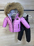 Комбінезон зимовий Барбі на дівчинку Теплий дитячий комплект на флісі для малюків від 1 року зима Рожевий 86, фото 5