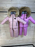 Комбінезон зимовий Барбі на дівчинку Теплий дитячий комплект на флісі для малюків від 1 року зима Рожевий 86, фото 6