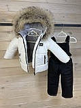 Дитячий комбінезон зимовий на флісі для дівчинки від 1 року Теплий роздільний білий костюм з курткою на зиму 86, фото 4