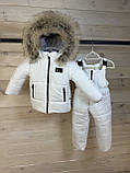 Дитячий комбінезон зимовий на флісі для дівчинки від 1 року Теплий роздільний білий костюм з курткою на зиму 86, фото 6