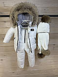 Дитячий комбінезон зимовий на флісі для дівчинки від 1 року Теплий роздільний білий костюм з курткою на зиму 86, фото 8