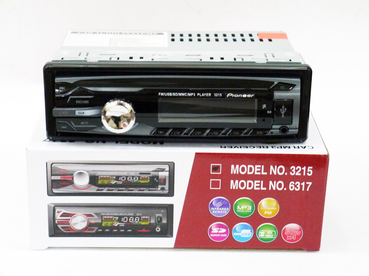 Автомагнітола 3215 Usb+RGB підсвітка+Fm+Aux+ пульт (4x50W)