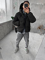 Чоловічий пуховик хакі водостійкий однотонний, Утеплена куртка зимова кольору хакі на пуху для чоловіків nikiwe