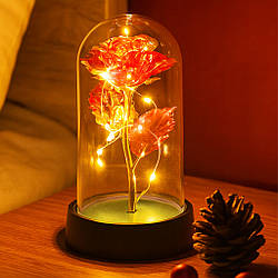 Троянда в колбі з LED підсвічуванням на батарейках, 15х8.5 см, Червоний / Вічна троянда / Квітка в колбі