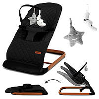Кресло-качели Kidwell LARO для новонароджених, 3 положення, безпечні ремені, чорний/дерево