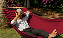 Монотонний гамак з планкою WISH червоний двомісний XXL 200х150 WCG
