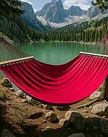 Монотонний гамак з планкою WISH червоний одномісний XL 200х100 WCG