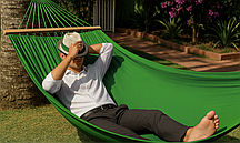 Монотонний гамак з планкою WISH салатовий двомісний XXL 200х150 WCG