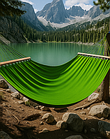 Монотонний гамак з планкою WISH салатовий одномісний XL 200х100 WCG