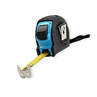 Рулетка 5м x 25мм магніт, гумова, стопор полотна, подвійний зачіп APRO