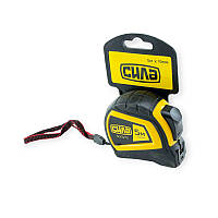 Рулетка 5м x 19мм гумова, автостоп, ABS пластик, подвійний зачіп Сила