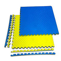 Мат-татамі (Мат-пазл ластівчин хвіст) WCG EVA 100х100х3 cm Синьо-жовтий