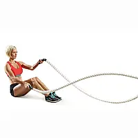Канат тренувальний для кросфіта 15м Battle Rope White WCG 50х15