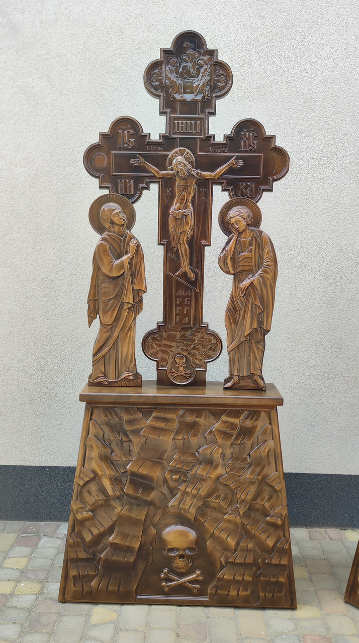 Голгофа з різьбленої вільхи 250х100 см, фото 1