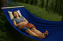 Монотонний гамак з планкою WISH синій двомісний XXL 200х150 WCG