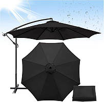 Парасоля садова регульована 3м з нахилом Чорна + чохол WCG