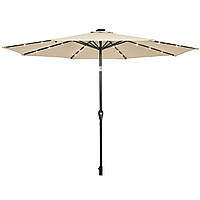 Парасоля садова 3 м з LED-підсвіткою та сонячною панеллю (бежева)