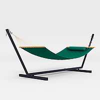 Стійка для гамака 50х50 + Двомісний гамак SOFT смарагдовий XXL 200x140 з планками