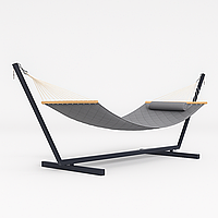 Стійка для гамака 50х50 + Двомісний гамак SOFT сірий XXL 200x140 з планками