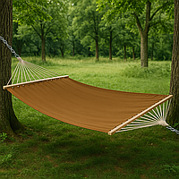 Монотонний гамак з планкою WISH коричневий двомісний XXL 200х150 WCG