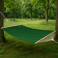 Монотонний гамак з планкою WISH смарагдовий двомісний XXL 200х150 WCG