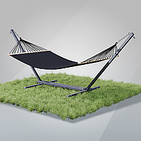 Стійка для гамака + Гамак з планкою двомісний WISH чорний  XXL 200х150 WCG